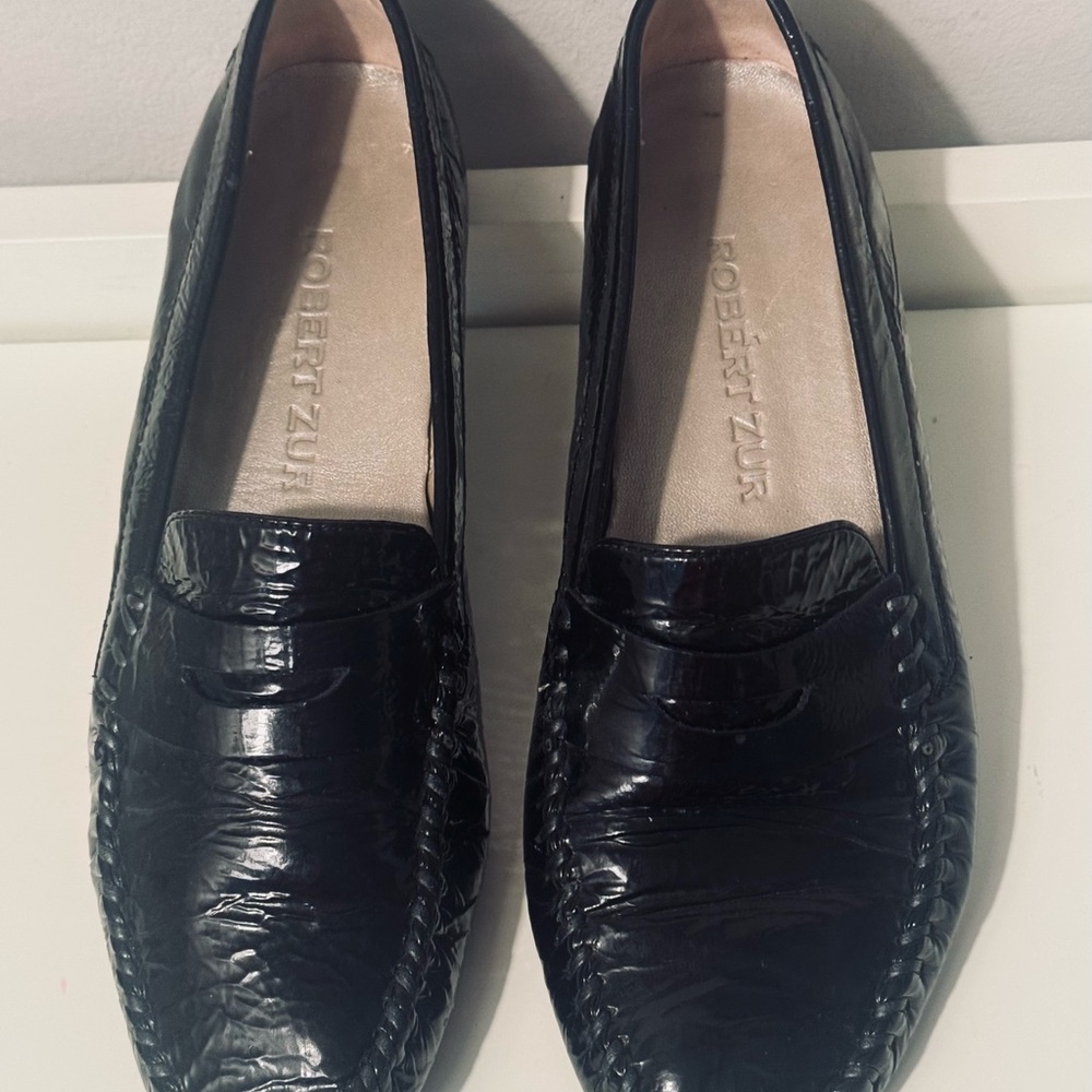 ROBERT ZUR Women’s Black Patent Leather Driving Moccasins Loafers Flats Sz 7M - Picture 3 of 10